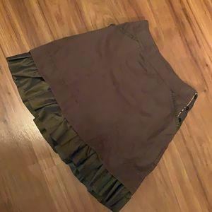 Girl’s Olive Burberry Miniskirt w Ruffle Hem